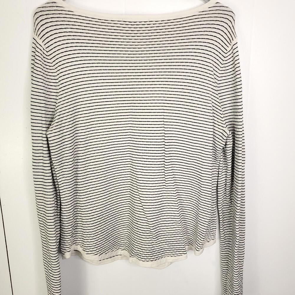 Ann Taylor Shirt Womens L Wide Boat Neck Striped Textured Hip Length Long Sleeve - Picture 8 of 8